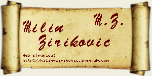 Milin Ziriković vizit kartica